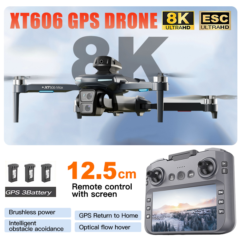 Drone Photogrammetry - XT606 MAX 3 battery Drone 4k