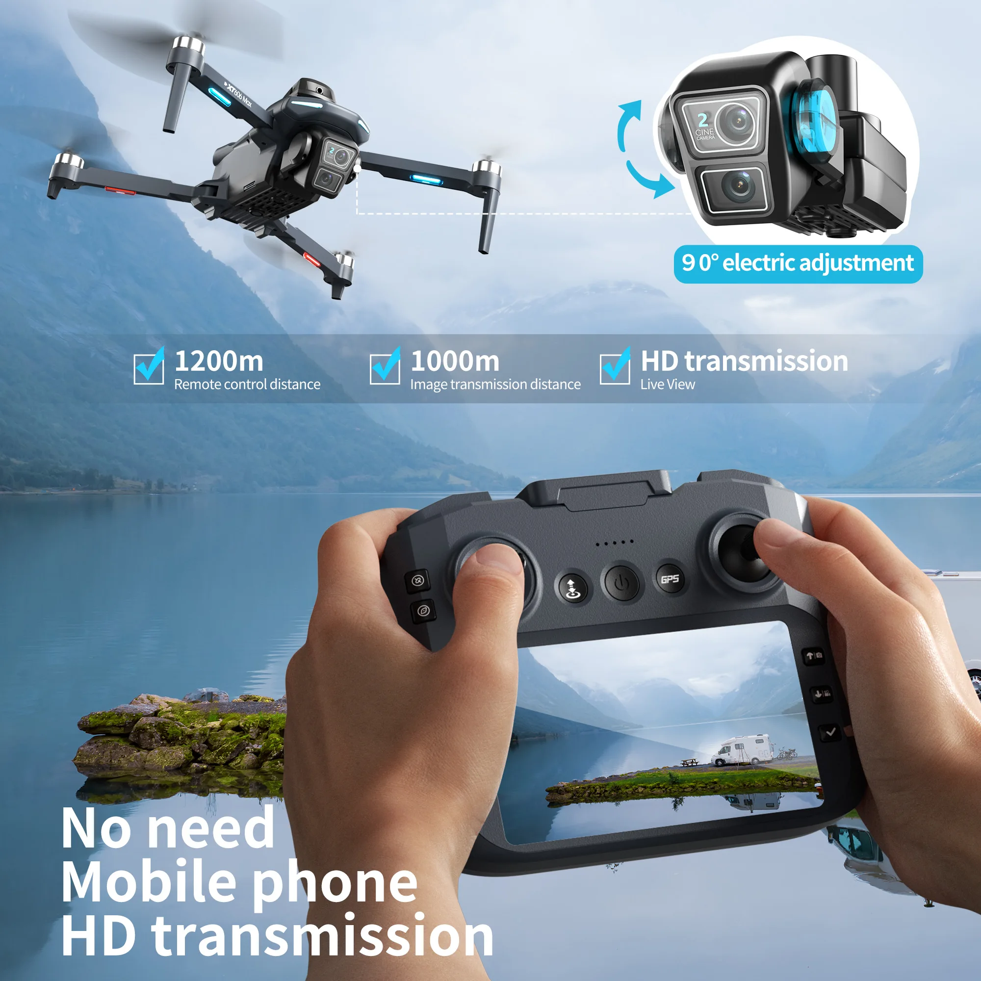 Original XT606 MAX GPS Drone 4 - Drone Photogrammetry ulasan dan harga